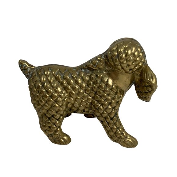 VTG Brass Poodle Figurine Dog Statue Handcrafted Detailed Home Decor Paperweight - Picture 4 of 8